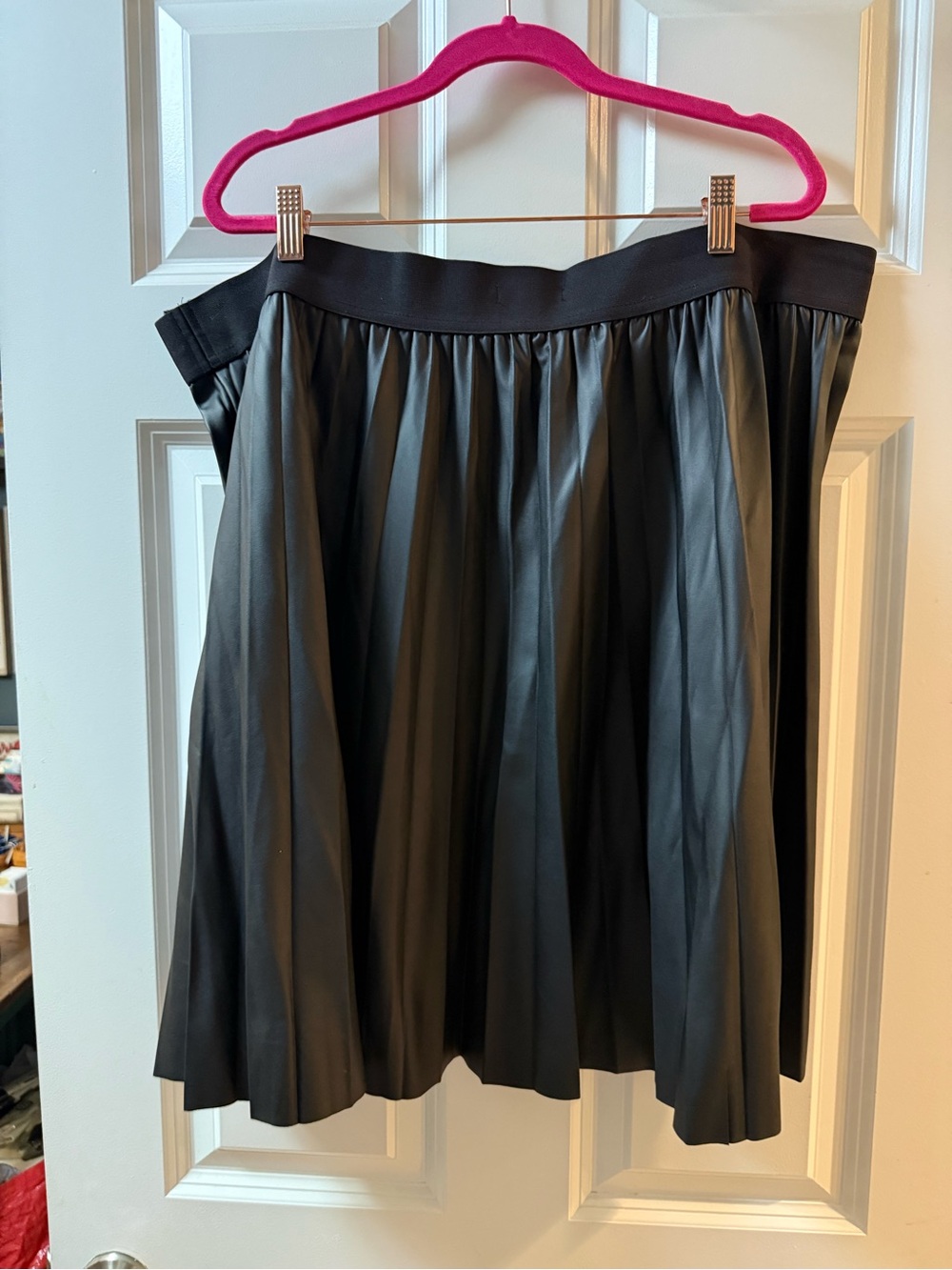 torrid Black Pleated Faux-Leather Midi Skirt - Picture 2 of 4